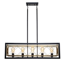 Светильник на штанге Indigo, 10003/5R Black. 5х60Вт, E27, 960х200х305/1305 мм, цвет золотой