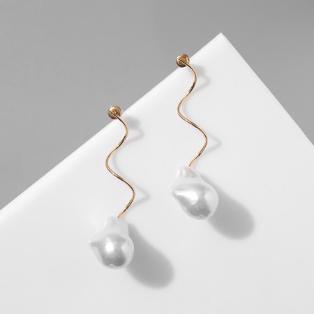 Earrings with pearls "bead" spiral, color gold-3