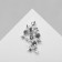 Brooch "Flowers" and leaves, white color in silver
