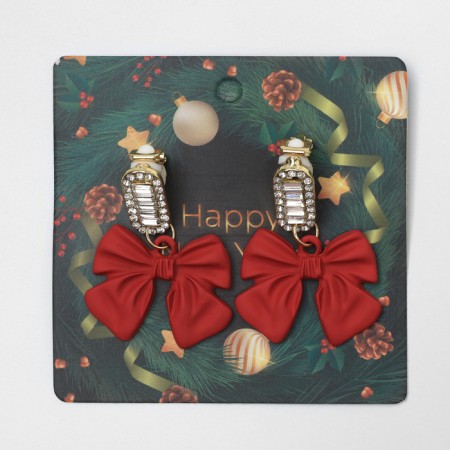 New Year! Earrings Clips "New Year" bows, colored in gold-4