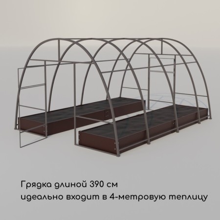 Glocked bed, 390 × 100 × 15 cm, brown, Greengo-5