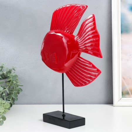 Souvenir Polystone "Fish on the stand" Red 6.8x29x38.5 cm-1