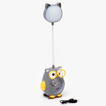 Clock - an alarm clock "Owl" for children, with a mirror and a comb, d -7.5 cm, aa, usb-2