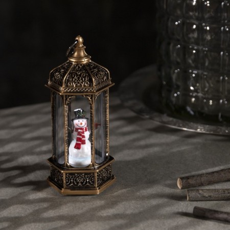 LED figure "Snowman in the rotunda" 6.3 × 14 × 6.3 cm, plastic, batteries AG13x3, glow warm white-1
