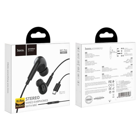 Hoco M1 Pro headphones, wired, vacuum, microphone, Type-C, 1.2 m, black-4