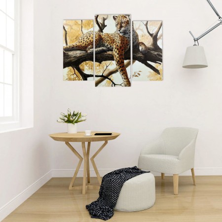 Modular painting on the subframe "Cheetah on vacation" (2-25x50, 30x60 cm) 80x60 cm-3