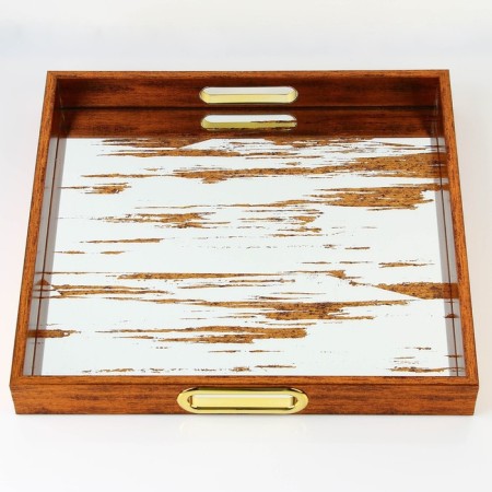 Plastic rectangular tray with a mirror "Strokes", 37 x 37 x 4.5 cm Soldier-14