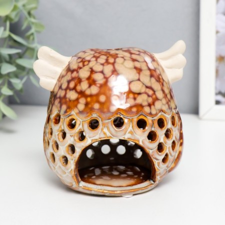 Ceramics candlestick for 1 candle "Little Eagle owl" 12x10x9 cm-2