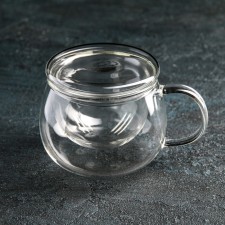 Glass mug for brewing with glass sieve 