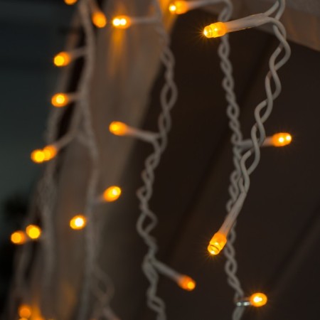 Garland "fringe" 3 × 0.6 m, IP44, UMS, white thread, 160 LED, yellow glow, white flicker, 220 V-1