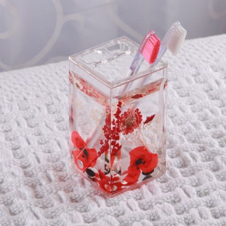 A glass for Vermilion toothbrushes, with a separator-1