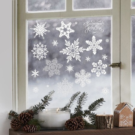 Window sticker "Magic Snowflakes", reusable, 50 x 70 cm, New Year-1