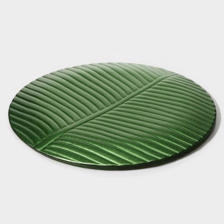 Glass plate Magistro "Paporotnik", 24.5 × 24.5 × 1.3 cm, green color-3