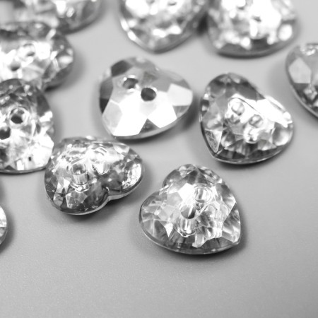 Buttons plastic for creativity crystal "heart" set of 20 pcs 1x1.2 cm
