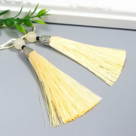 Decor for creativity Textile "Brush with a bead" Cream set 2 pcs 10x1 cm-1