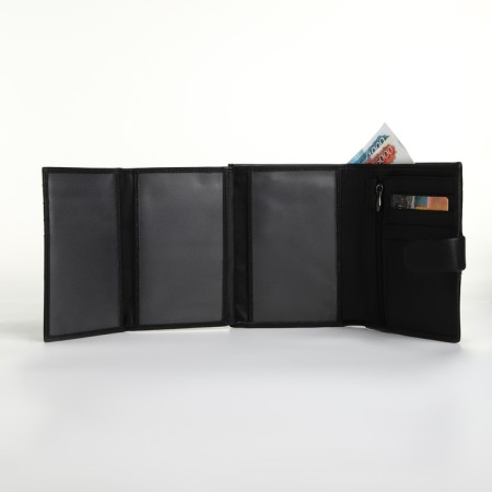 Male purse on the button, department for auto documents, black color-7