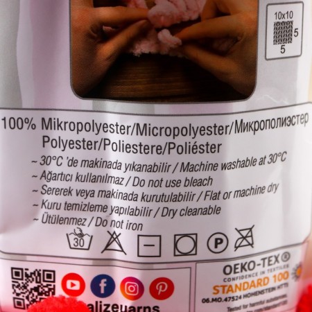 Yarn "Puffy" 100 % micropoliester 9m/100g (56 red)-3