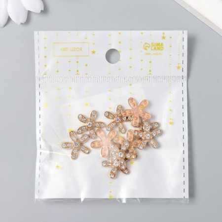 Decor for creativity metal, rhinestones "chamomile" set 10 pcs gold 1.5x1.5 cm-3