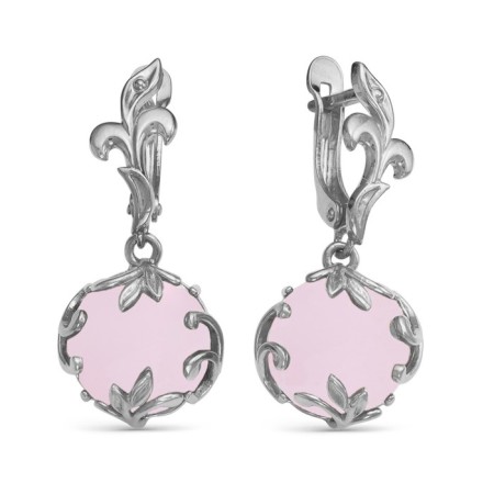 Earrings Circle in the leaves "Quartz", echoing with oxidation