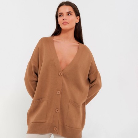 Cardigan female, beige color, one size (42-46)