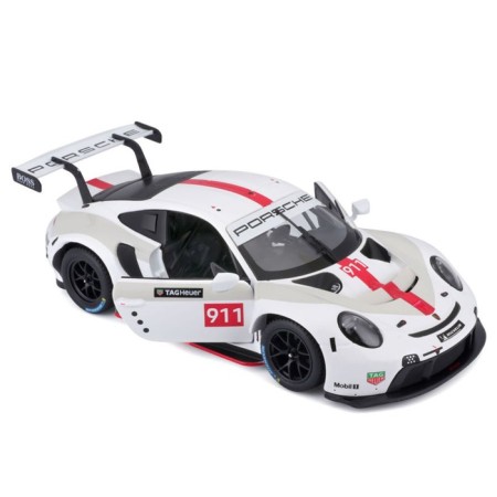 Racing machine BBURAGO Porsche 911 RSR, DIE-CAST, 1:24, White color, opening doors-6