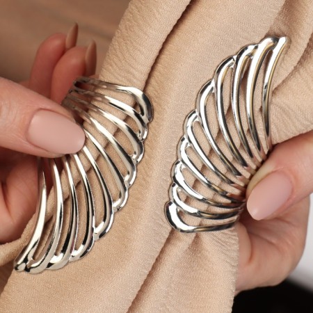 Picking for curtains "Wings", d = 6 × 10 cm, silver color-3