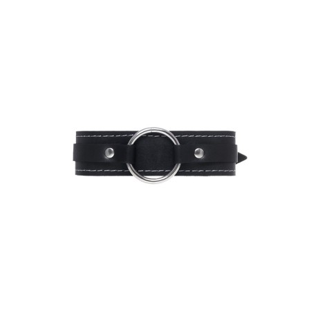 The collar is two -layer with a white line Pecado BDSM, genuine leather, black color-2
