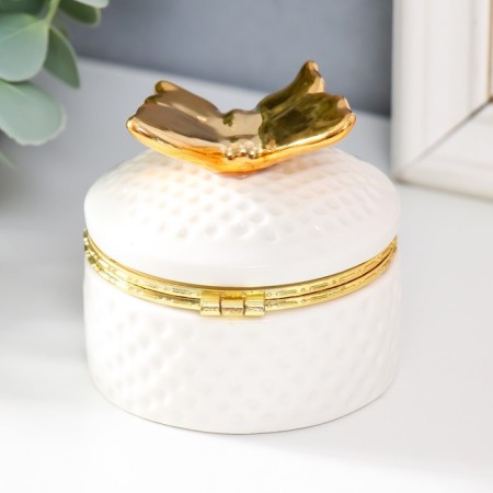 Coramics Casmika "Golden butterfly. Book" White 7x7x7 cm-1