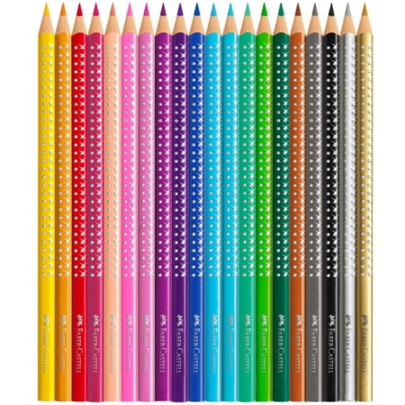 Color Faber-Castel "Sparkle", 20 colors + sharpener, trihedral, in a metal box-2