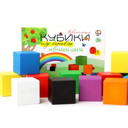 Wooden cubes “Studying colors” 12 pcs (8 centers)-2
