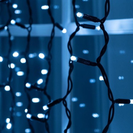 Garland "curtain" 2 x 1.5 m, IP65, UMS, dark rubber thread, 300 LED, white glow, 220 V-2