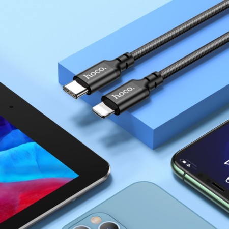 Hoco X14, Type -C cable - Lightning, 3.0 A, 3 m, fast charging, nylon braid, black-6