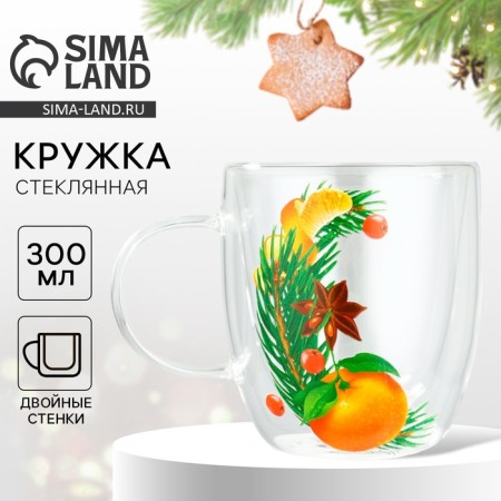 Glass mug with double walls "Fragrance of the holiday", 300 ml-2