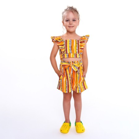 A set for a girl, the color is light beige/black/orange, height 128 cm-2
