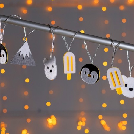 Garland “thread” 1.35 m with nozzles “Eskimo”, IP20, transparent thread, 10 LED, white glow, AAH2-3