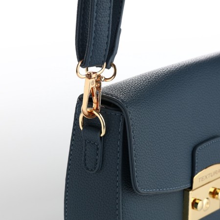 Women's bag on the valve, Textura, small size, blue color-4