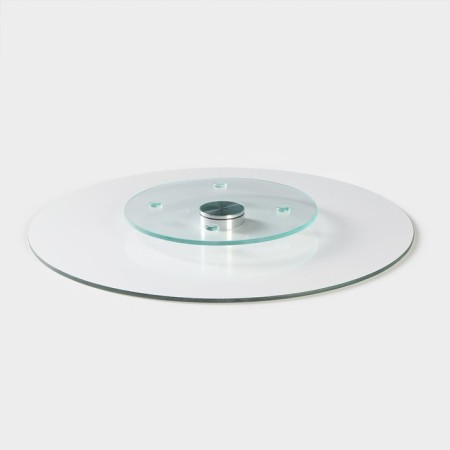 Glass stand for a cake rotating shares "pink", d = 32 cm, pink color-3