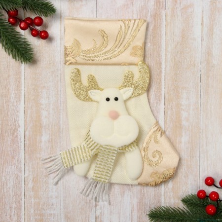 A toe for gifts "Deer, openwork holiday" 17.5x25.5 cm, beige-golden-1