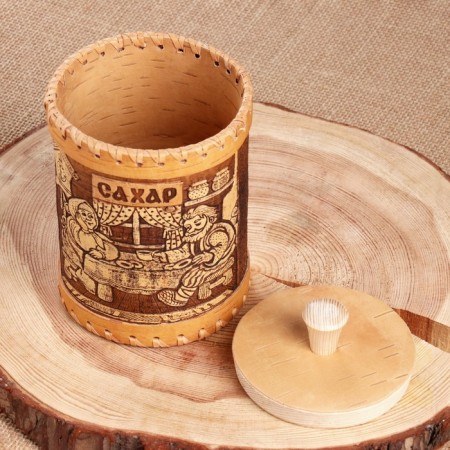 Tueyes "Sugar. Tea Party", 10 x 10 x 15 cm, birch bark-3