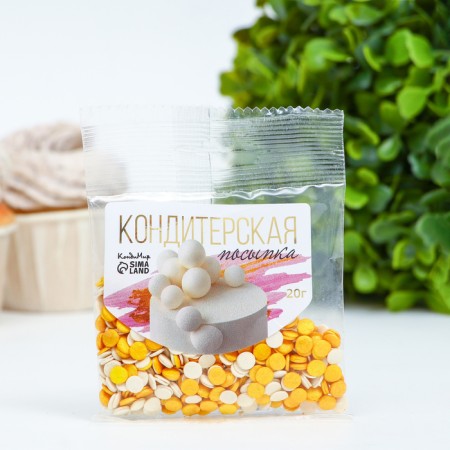 Confectionery Sprinking "Confetti": gold, white, 20 g-1