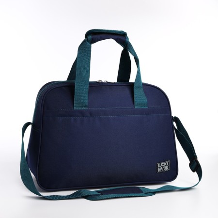 Sports bag with lightning, external pocket, long belt, blue/turquoise color