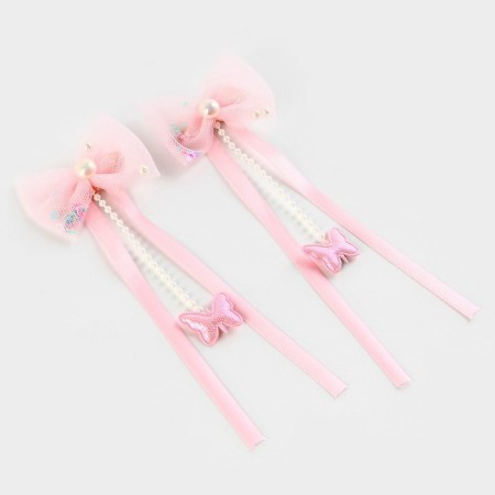 Hair clips with a bow "for a cute lady", 2 pcs., 4 x 15 cm-2