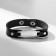 Bracelet Leather "Plade", silver-black color, 23 cm