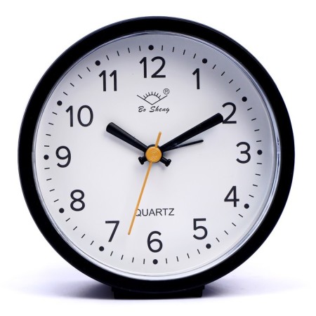 Clock - desktop an alarm clock, discrete move, 12 x 12 cm, aa