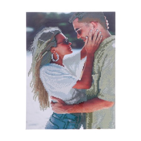 Diamond mosaic with a partial filling on the subframe "couple on the beach", 30 x 40 cm-3