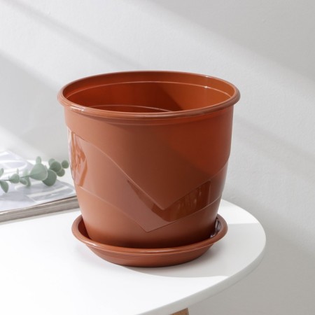 Pot for flowers with the Podon Venice, 3.1 L, D = 19 cm, Terracotta color-1