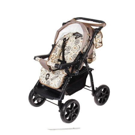 Dwarf stroller-transformer, plastic wheels, shades of brown, MIX drawing-3