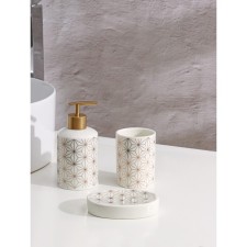 A set of accessories for the bathroom of the Andromeda, 3 subjects (250 ml dispenser, soap dish, glass), white color
