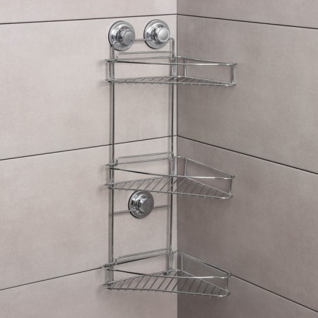 Corner regiment 3-tier Accoona, A11473-3, 20 × 30 × 57 cm, on vacuum suction cups, chromium color-1