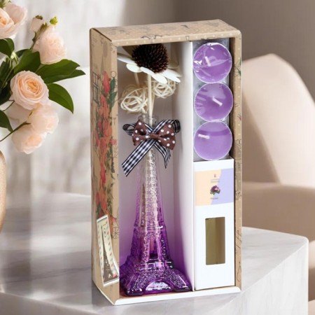 Set of gift "Paris" (diffuser and candles) violet, "wealth of aroma"-3